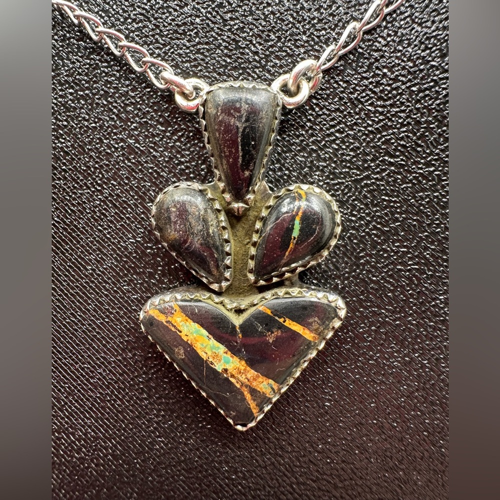 Black Jack Turquoise Sterling Silver 925 Handmade Pendant Necklace Blackjack